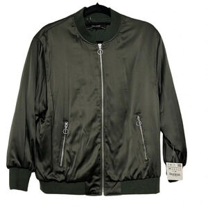 Zara Basic Collection Women Bomber Jacket Dark Green Size Medium